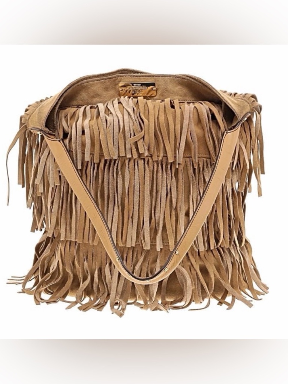 Abercrombie & Fitch Fringed Genuine Suede Shoulder Bag - Tan